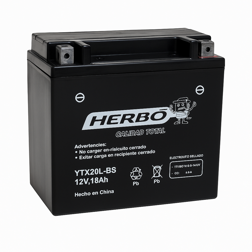 HERBO YTX20L-BS (AGM) 12V 18AH Libre Mantenimiento